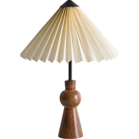 Lampada da tavolo moderna con paralume in legno di mango a forma di cono beige Tojsan