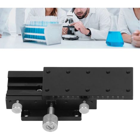 Plateforme linéaire manuelle de précision à crémaillère et pignon pour axe X avec graduations 90x40 mm (1/5)