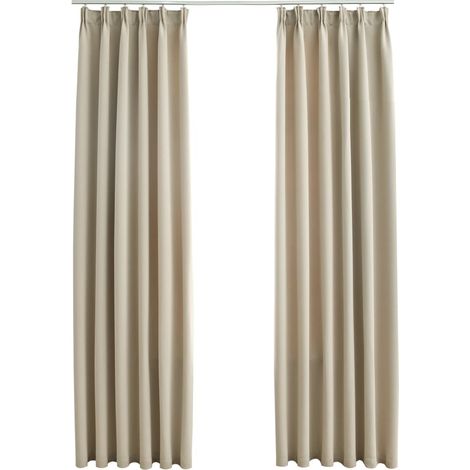 INLIFE Rideaux occultants avec crochets 2 pcs Beige 140x225 cm (1/5)