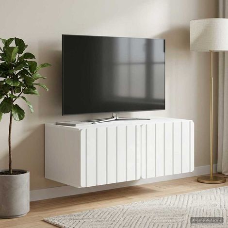 Wandmontierter TV-Schrank 78,5 x 41 x 30 cm Weiß Holzwerkstoff (1/5)