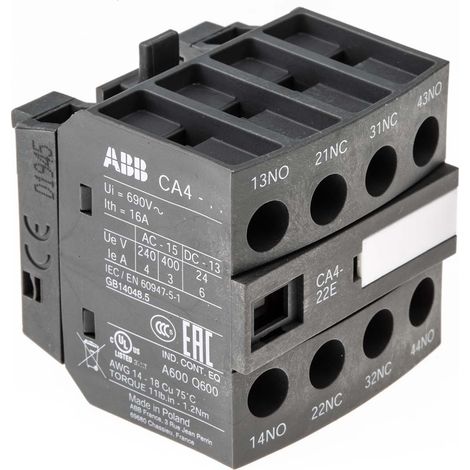 Contact auxiliaire ABB 4 contacts 2 NF + 2 NO à vis CA4 ( Prix pour 1 ) (1/2)