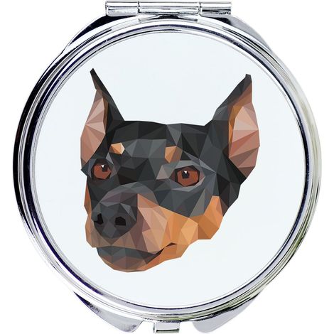 Pinscher alemán, Pinscher alemán - espejo con una foto e inscripción geométrica de Art-Dog (1/3)