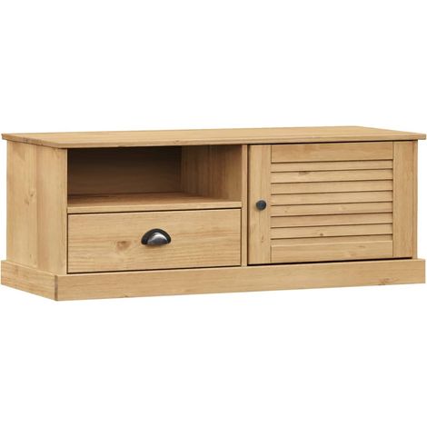 Mueble TV multimedia estantería para televisión buffet para televisión comedor salón dormitorio VIGO 106 x 40 x 40 cm madera maciza de pino marrón 020028507 (1/5)