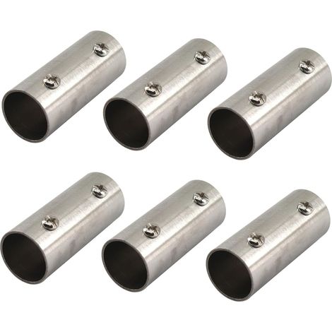 22 mm de raccordement de tube en acier inoxydable pour tuyaux droits - Connecteur de tige pour supports, tringles de suspension, clôture, main courante (lot de 6 pièces) (1/5)
