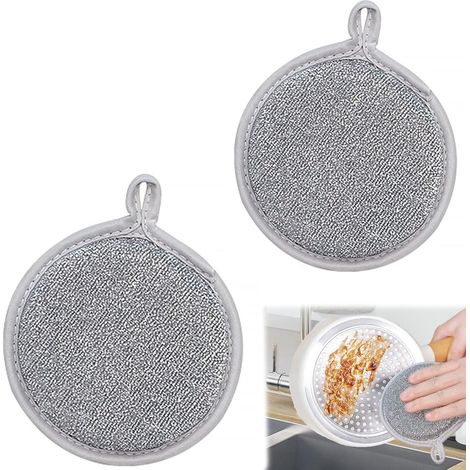 2 de cuisine en fil métallique anti rayures double face pour nettoyer efficacement la vaisselle (1/5)