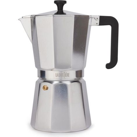La Cafetière Venice Cafetera Espresso de Aluminio, Doce Tazas, Plateada, Caja de Regalo