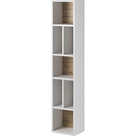 Biblioteca sospesa 160x32cm collezione OHIO. Color bianco e finiture effetto quercia. (1/2)