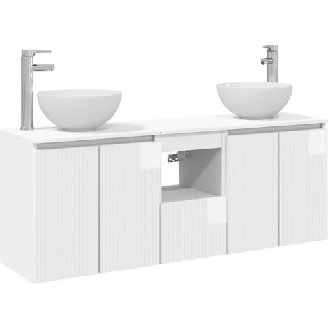 Bathroom Cabinet Set 3 pcs High Gloss White 49.5 x 35 x 63 cm vidaXL (1/5)