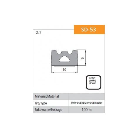 GUARNIZIONE AUTOADESIVA NERA SD-53/4-0 106 MB - 100,0 MB - USZ SD-53