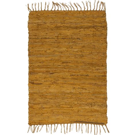 STAIRS - Tapis en cuir tressé camel 60x90 (1/3)