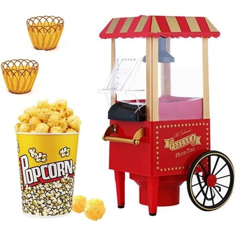 Machine À Pop-Corn, Machine À Pop-Corn À Air Chaud 1200W Machine À Pop-Corn Automatique, Machine À Pop-Corn À Chariot De Ménage A97