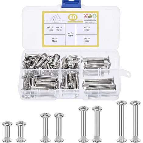80 Pièces Vis Assemblage Meuble, 5mm Vis Poignée De Porte Avec Connecteur D'Armoire M4, Assemblage Meuble, Pour Meubles Planches Armoires (1/5)