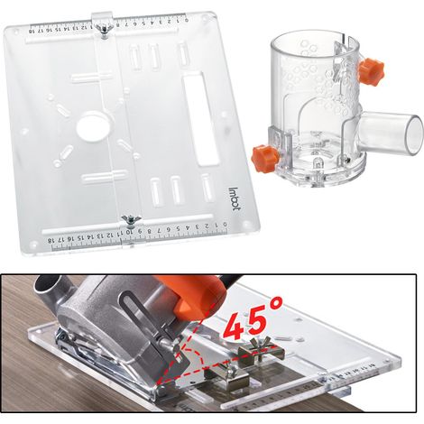 Plaque de base pour machine à découper en acrylique de 8 mm d'épaisseur pour scie circulaire de 10,2 cm, rail de guidage de 45/90 degrés avec échelle millimétrique, planche inversée