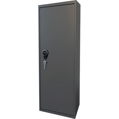 Armadio Portafucili Blindato Per Armi In Acciaio Con Serratura Digitale E Chiave Tasca Porta Oggetti Tesoretto Cassaforte Sicura Grigio Scuro 148x30x25 Cm (3 Posti) (1/3)