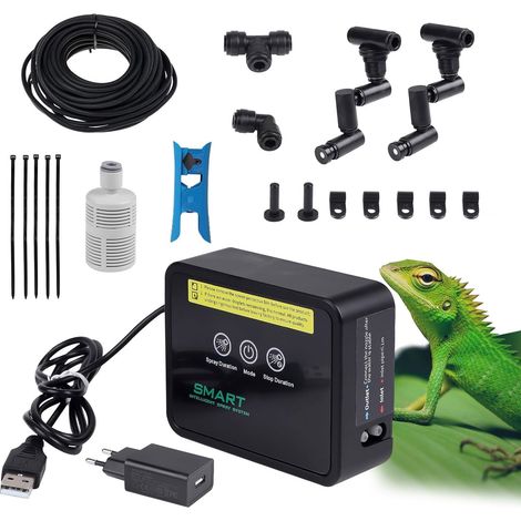 Brumisateur Terrarium Reptile, Système de Brumisation avec Minuterie et Buse est Réglable à 360°, Humidificateur Terrarium pour Les Reptiles Amphibiens, Plantes et Fleurs (1/5)
