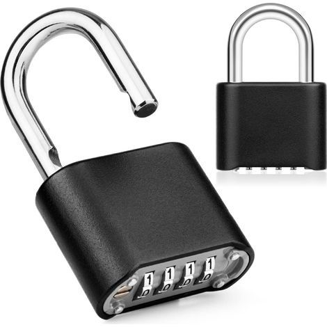 Cadenas Code 4 Chiffres, 1 PC Cadenas à Combinaison Exterieur Etanche Cadenas Casier Code Alliage de Zinc, 8 mm Diamètre 220g Serrure Cadenas Robuste pour Porte, L'école, Clôture et Garage-noir (1/5)