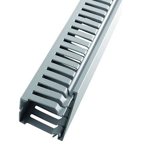 Goulotte de 25 mm x 25mm x 2m, Ouvert, en PC/ABS sans halogène Gris ( Prix pour Paquet de 24 )