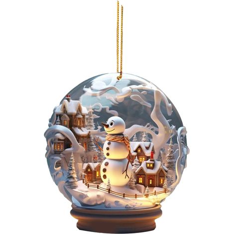Boule De Neige Bonhomme De Neige - Décoration De Noël Suspendue En Acrylique - Pour Arbre De Noël Bureau Table Centre De Table Fête Famille - Lot De 1 (1/5)
