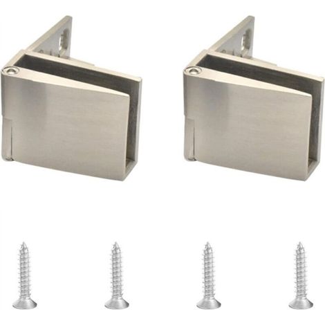 Glastürscharniere, 2 Stück rahmenlose Glastürscharniere aus Zinklegierung, 90-Grad-Klemmscharniere für 3–5 mm Glas