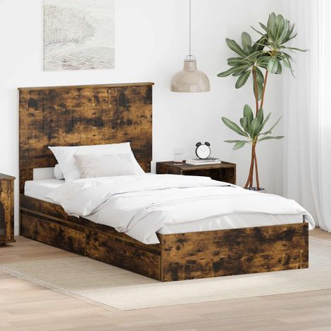 Aufbewahrungsbett Geräucherte Eiche 100 x 200 cm Holzwerkstoff