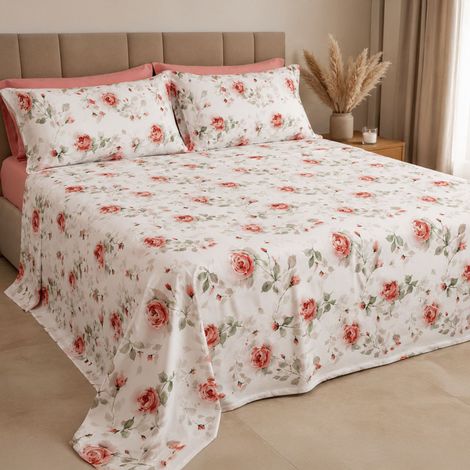 Housse de Couette Double Sada, Taie d'Oreiller Incluse, en Satin, Lavable en Machine, 300x250 cm Rouge (1/4)