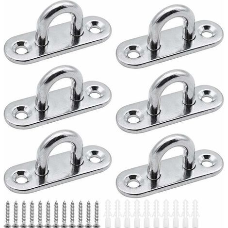 6 pièces plaques à œillets Plaque de Couverture en Acier Inoxydable Plaque de mât de 5mm Crochets de Fixation Robustes pour Crochets muraux chaises suspendues auvent Accessoires de Bateau etc (1/4)