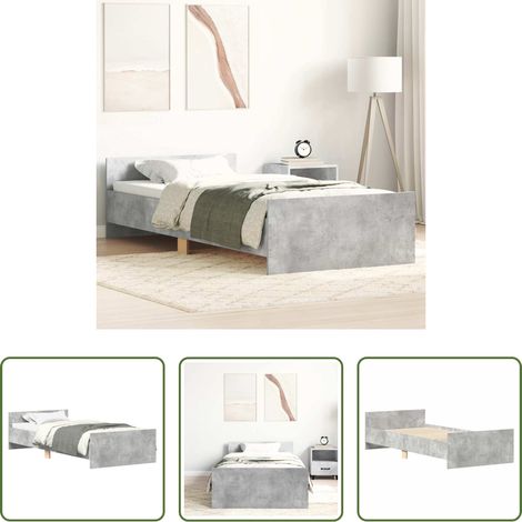 vidaXL Estructura de cama madera de ingeniería gris hormigón 75x190 cm (1/5)