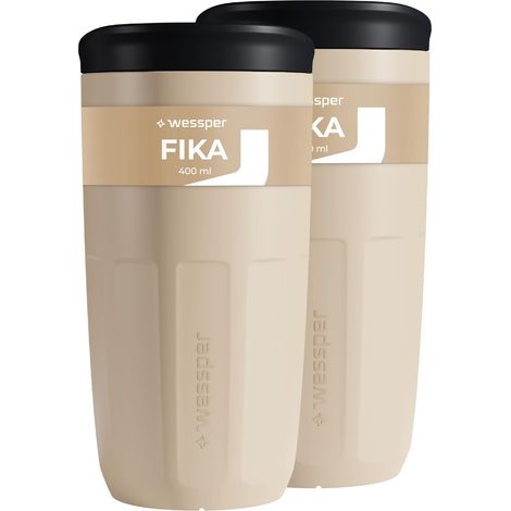 Mug Réutilisable 400ml, Tasse avec Couvercle - 2 pièces - Beige (1/5)