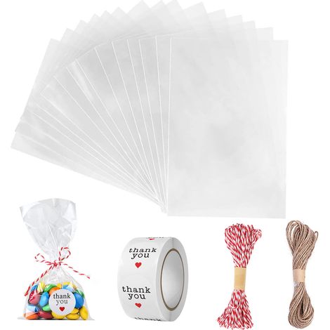 Carehabi 200 pezzi di Sacchetti Cellophane sacchetti in plastica per confezionamento Cellophane Biscotto caramelle con perline regalo