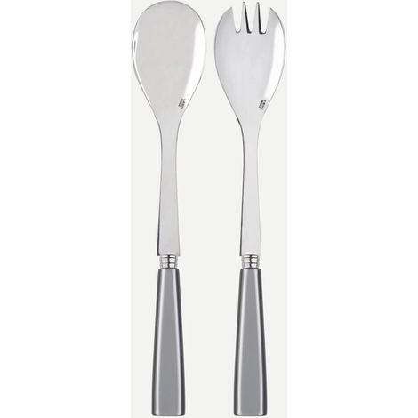 Couverts à salade, lot de 2 pièces, 26 cm, acier inoxydable et acrylique, passe au lave-vaisselle, gris