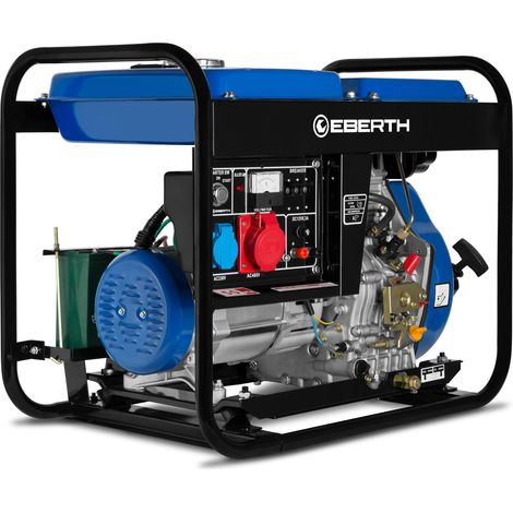 Eberth – Groupe électrogène diesel 5000W 10CV triphasé 400V 230V 12V AVR – Démarrage électrique – Réservoir 15L pour 6-7h d'autonomie (1/5)