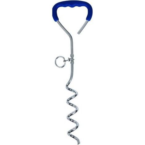 Piquet d'amarrage pour chien, grand modèle, piquet de sol extérieur bleu, longueur 45 cm, usage plein air (1/4)