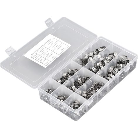 Kit 180 colliers de serrage pour durites, acier inoxydable, ligne d'injection, accessoires à oreille unique (1/5)