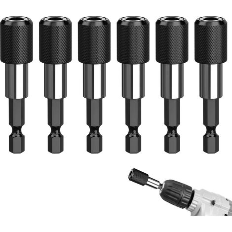 6PCS Porte Embouts Magnétiques à Changement Rapide 60mm, Extension 1/4 Pouce pour Visseuse, Perceuse, Tournevis, Accessoire de Fixation Noir pour Bricolage, Montage et Réparation (1/5)