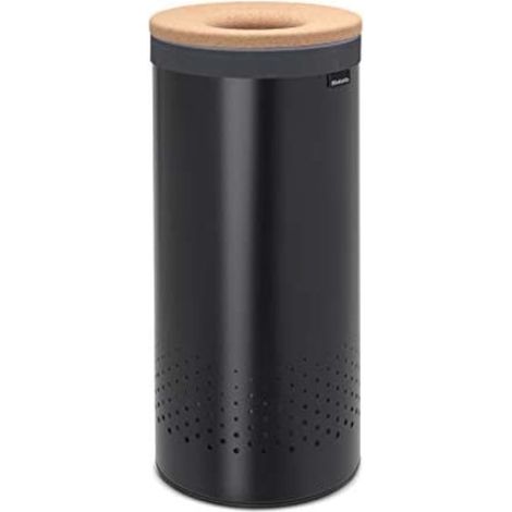 Brabantia - Cestino per il bucato - Coperchio in sughero - Sacco per il bucato portatile all'interno - Apertura rapida - Fori di ventilazione - (1/5)