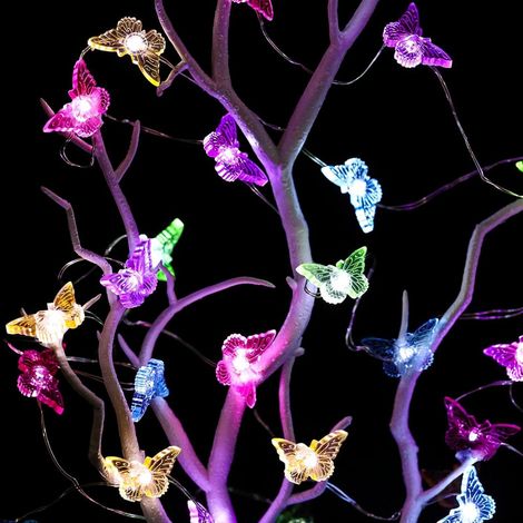 Guirlande lumineuse en forme de papillon - 300 cm - 300 LED - À piles - Décoration de printemps pour l'intérieur et l'extérieur - Pour jardin, balcon, Saint-Valentin, mariage, fête (1/5)