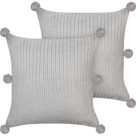 Conjunto de 2 modernos cojines decorativos 45 x 45 cm de punto fundas extraíbles gris Ocotea