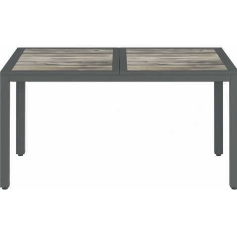 Tavolo da giardino moderno in acciaio zincato e PSPC, 140 x 80 x 72 cm, grigio scuro (1/5)