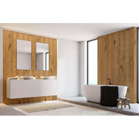 Roth – Panneau décoratif mural VIPANEL pour salle de bain – Aluminium composite – Chêne sauvage finition velours 100 x 255 cm – Étanchéité et résistance (1/5)