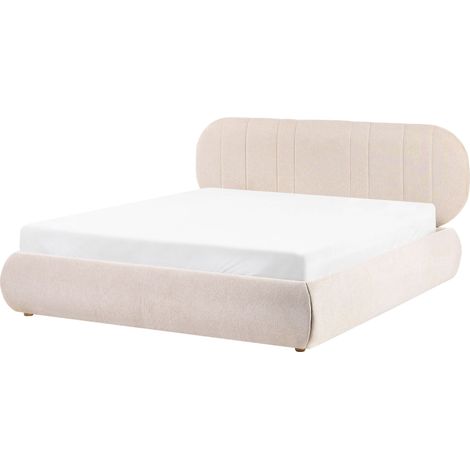 Ottoman Bed Light Beige Fabric EU King Size 5ft3 Tufted with Lift-Up Sprung Frame Storage CAMPAN (1/5)
