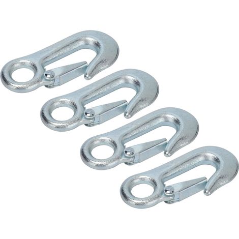 4-teiliges Set verzinkter Seilwindenhaken mit Sicherheitsverriegelungen für Anhänger und Schiffe, 108 x 20 mm (1/5)