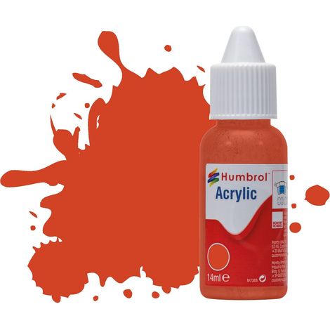 Humbrol Vernice acrilica n. 132 Flacone contagocce Rosso Satinato, 14 ml (1/4)