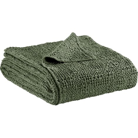VIVARAISE - Jeté de lit Vivaraise Tana en coton 100 % - Olive (180 x 260 cm) (1/3)