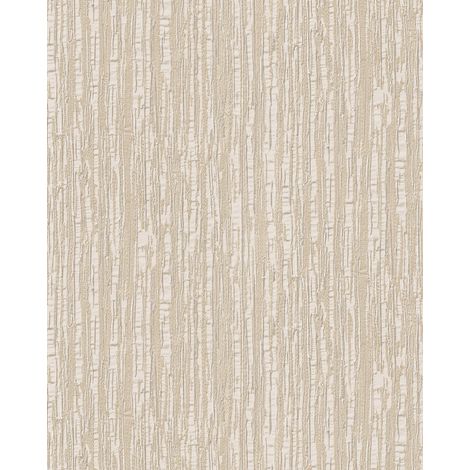 Papel pintado con rayas Profhome DE120081-DI papel pintado vinílico estampado en caliente tejido non tejido gofrado tono sobre tono brillante marfil blanco 5,33 m2