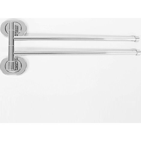 Trade Shop - Supporto Porta Asciugamano Doppio Acciaio 37x14x5cm Esy69199 Muro Parete Bagno -