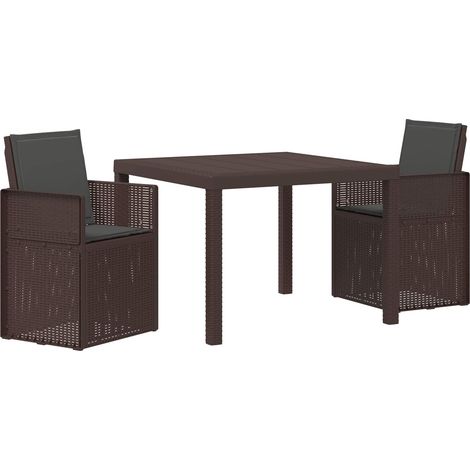Conjunto de Comedor de Jardín 3 pcs Marrón y Antracita PP vidaXL (1/5)