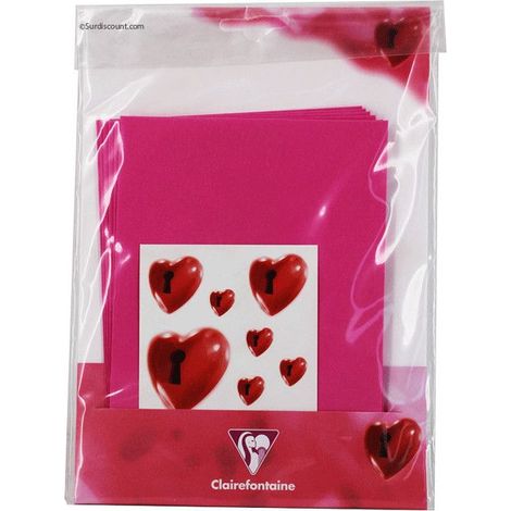 Enveloppes - 114x162mm - Rose - Inclus gommettes cœur - Courrier - Clairefontaine