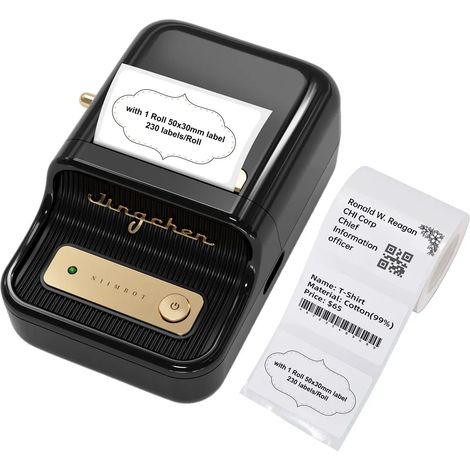 Impresora térmica negra Niimbot B21S de 50 mm + rollo de etiquetas (1/5)