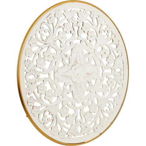 Panel decorativo de madera tallada blanco 87x3x87 (1/5)