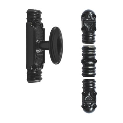 Crémone rustique fonctionnelle ROLLINGER + sachet d'accessoires pour tringle 16x8 - Noir - CRF168BT6EN